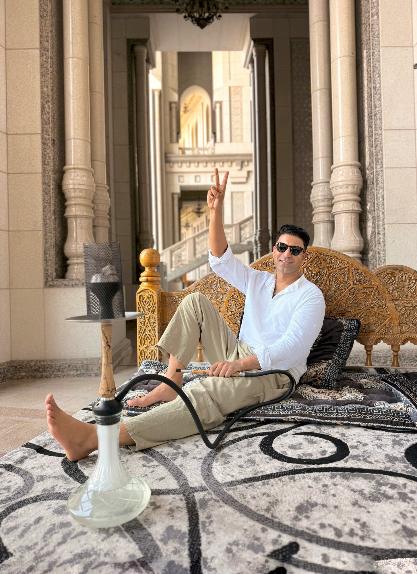 Hookah on a carved daybed